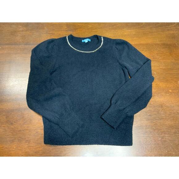 Draper James Classy Preppy Academia Pullover Sweater Women Medium Black Neutral - Picture 1 of 10